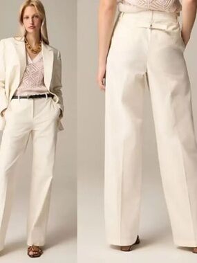 NWT Size 14 J. Crew Full-length wide-leg trouser in cotton blend
